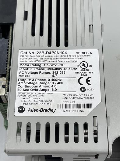 Used Allen-Bradley 22B-D4P0N104 Ser A