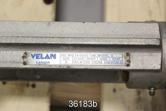 Used Velan 6" Hand Operated Knife Gate Valve, L14-0320C-13BL #36183