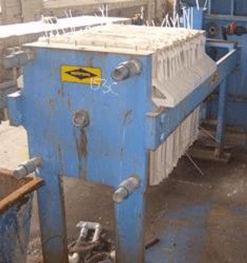 Used 3.5 CU. FT. (EXPANDABLE) INDUSTRIAL FILTER PRESS – POLYPRO. – 630 MM – AUTOMATIC CLOSURE