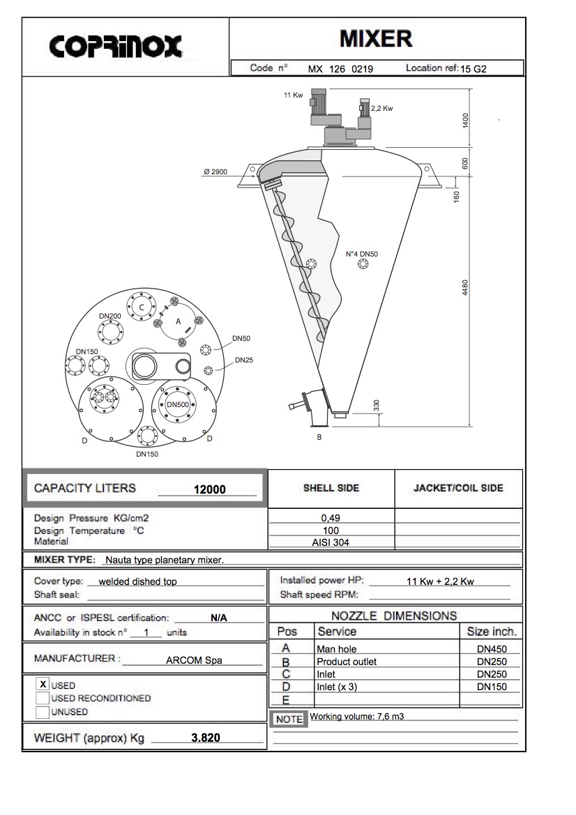 Usato Miscelatore ARCOM Spa da 12000 Litri