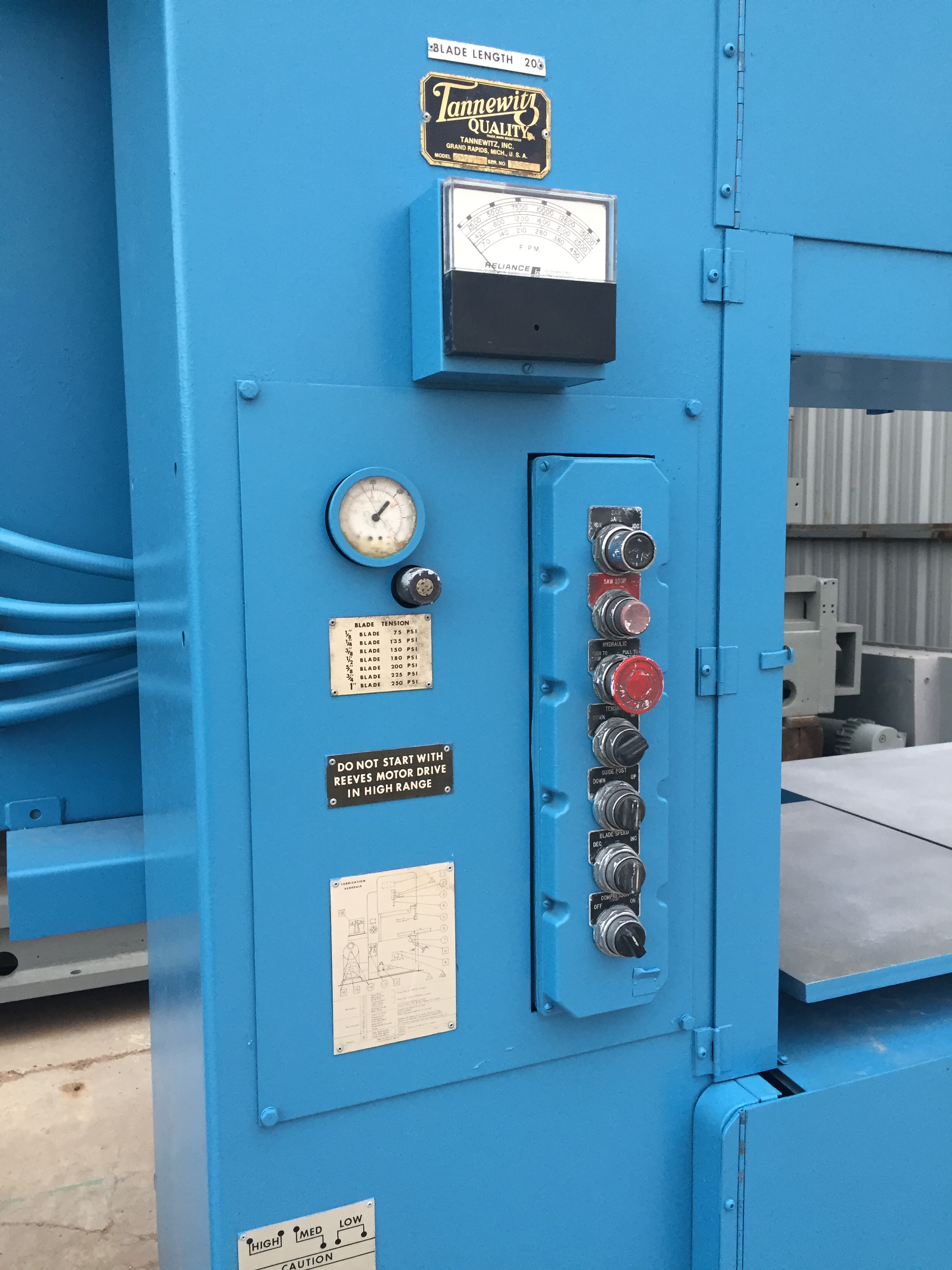 Used Tannewitz Mdl. GVTNE Vert. Band Saw #4041