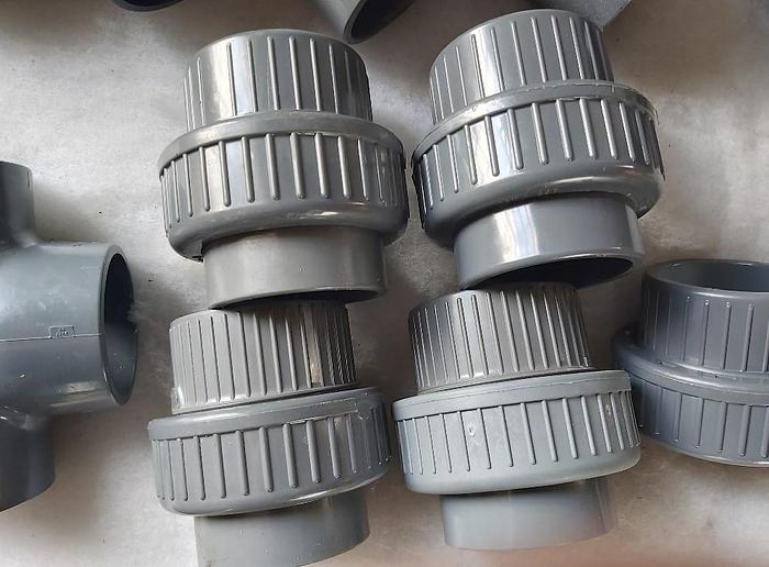 33 Stück Klebefittinge, PVC U, d63mm, s6.3, PN 16, DN50mm, GF, neu