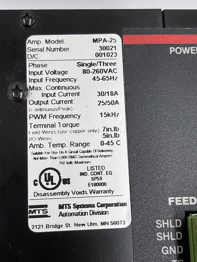 Used MTS MPA-25