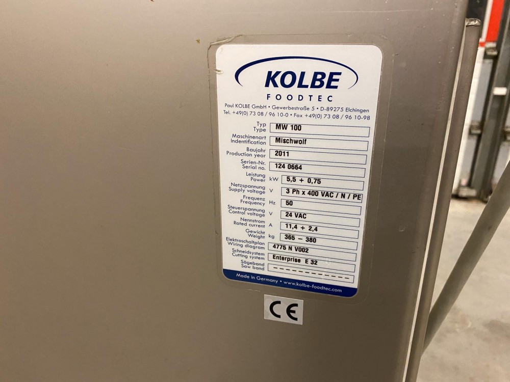 Used Kolbe MW100 mixer grinder with PM150