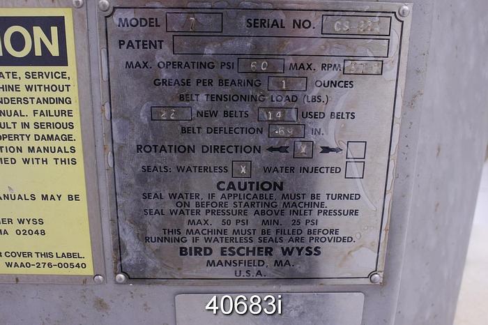 Used Bird Axiguard 7 Pressure Screen, Stainless Steel, 3-Foil Rotor #40683