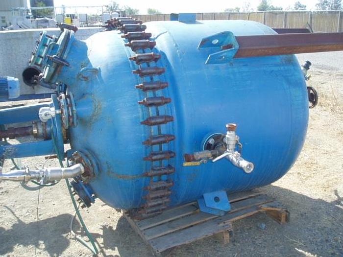 Used Reactor, 265 Gallon, Glass Lined, 30 PSI, Jkt, Agit, #S736725