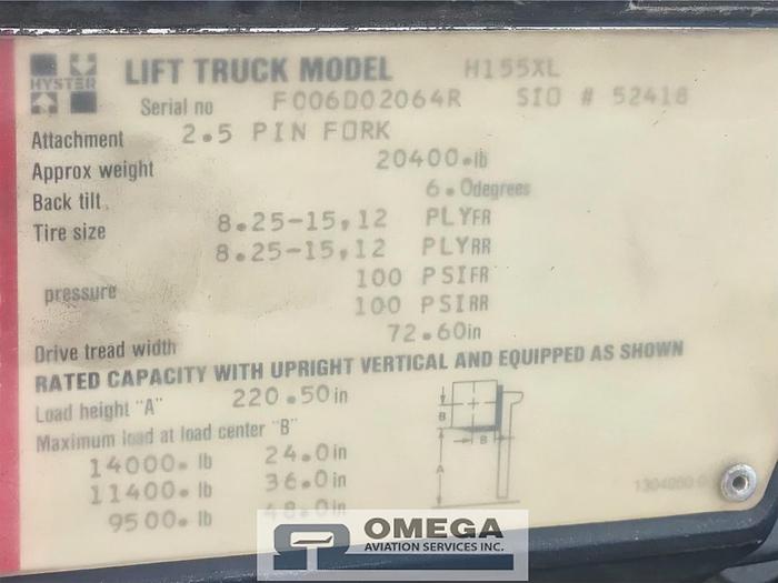 Used HYSTER H155XL Forklift 