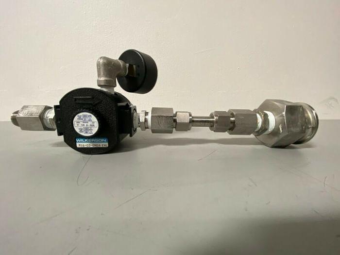 Used Wilkerson R16-03-GN0A Regulator w/ 2" Sanitary Fitting & Pressure Gauge