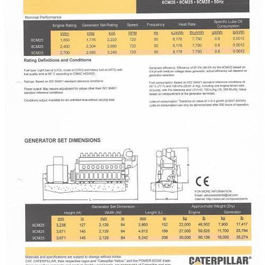 2.47 MW 2007 New Caterpillar MAK 9CM25 HFO Power Plant