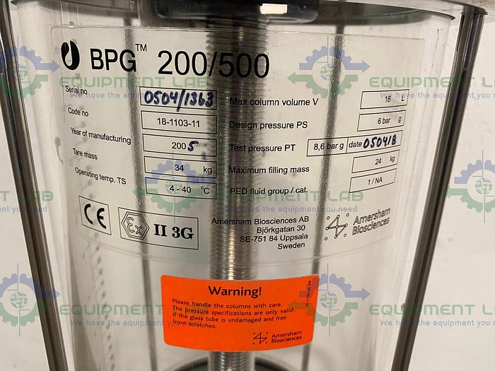 Used Cytiva / GE / Pharmacia BPG 200 / 500 Chromatography Column 16L 18-1103-11