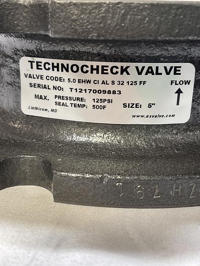 Technocheck Valve. Code :5.0 EHW CI AL S 32 125FF T1217009883 125PSI 500F Size 5”