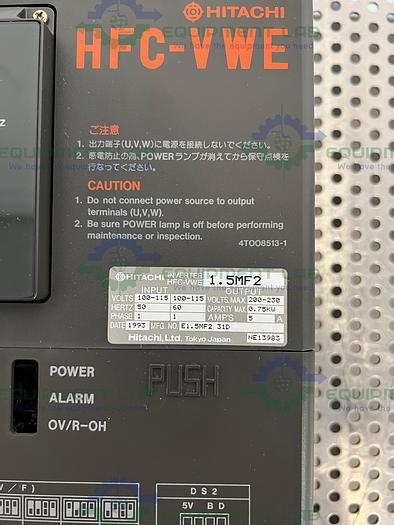 Used Hitachi HFC-VWE 1.5MF2 Inverter / Variable Frequency Drive 0.75 kW, 5 Amps, 1 Ph