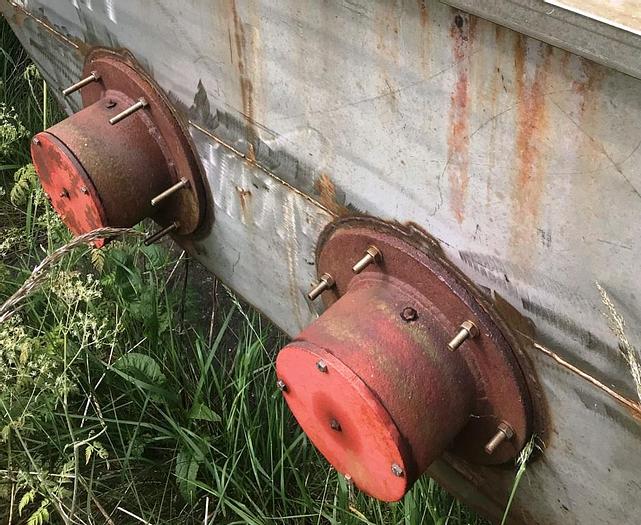 Used Binge (hopper) – for 30 m3 of meat discards. This binge contains two stainless steel (new) conveyors – each controlled by separate Reynold gear motors.