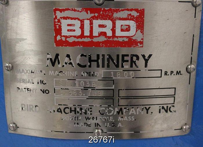 Used Bird 200 Bird Centrisorter 200 Pressure Screen, 1750 Rpm.  0.010 Perf. 5% Open Area.  Bump Rotor. #26767