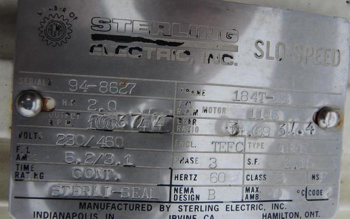 D'occasion USED SINE POSITIVE DISPLACEMENT PUMP, MODEL MR135, STAINLESS STEEL, SANITARY