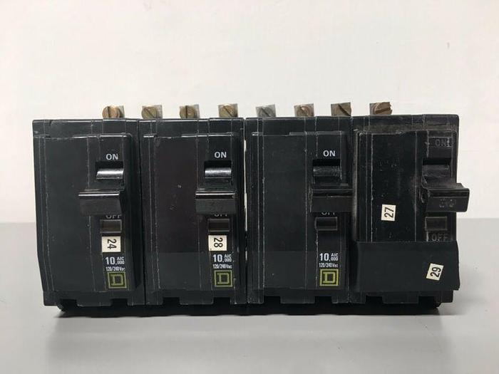 Used Lot of 4 Square D 2 Pole Circuit Breaker RT-729 120/240V 10,000 AIC