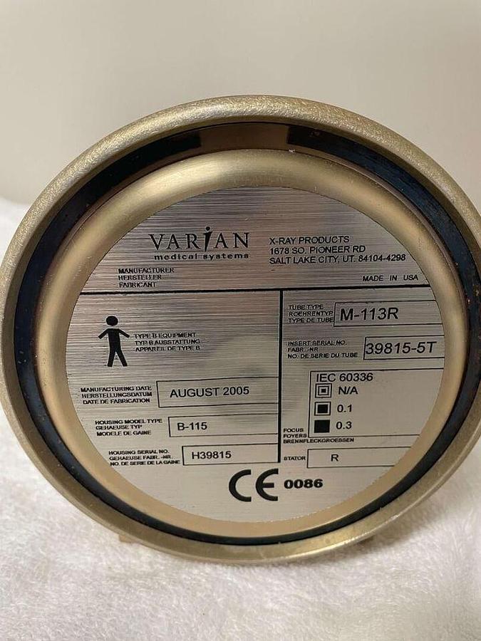 Used For Sale VARIAN Varian M-113R/B115 X-ray Tube  Good Condition X-Ray Tube Parts P/N M-113R/B-115