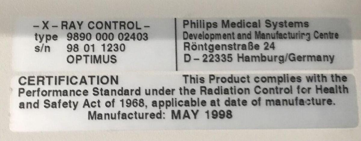 Used For Sale PHILIPS Diagnost Control Console Rad/Fluoro Room Parts P/N 989000002403