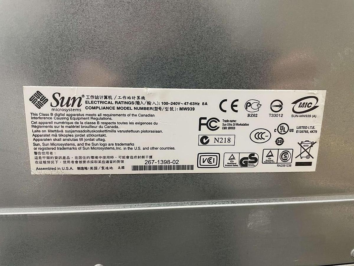 Used For Sale SUN Sun Microsystems Ultra 20 Workstation 602-4291-01 Good Condition Computer Parts P/N 602-4291-01