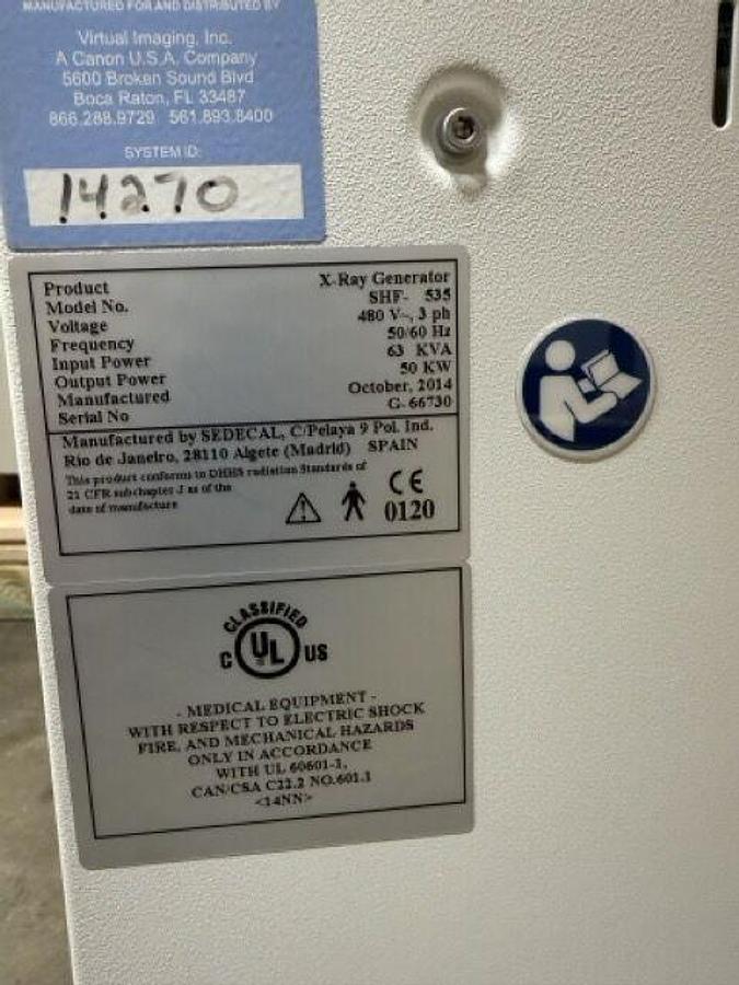 Used For Sale SEDECAL 2014 RadPro  Optima Millennium 50kW Digital DR X-Ray Room, Canon CXDI-70C Wireless Detector, Toshiba Rad Room