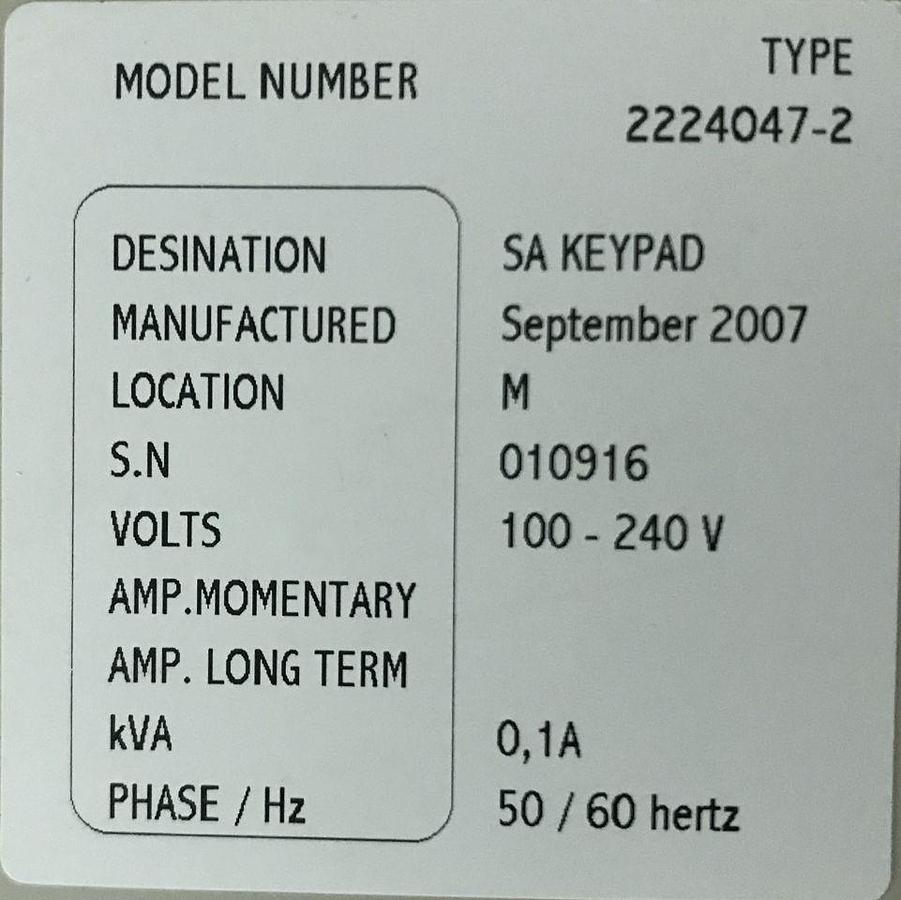 Used For Sale GE GE Mammo 2000D Keypad Mammo Accessories Parts P/N 2224047-2
