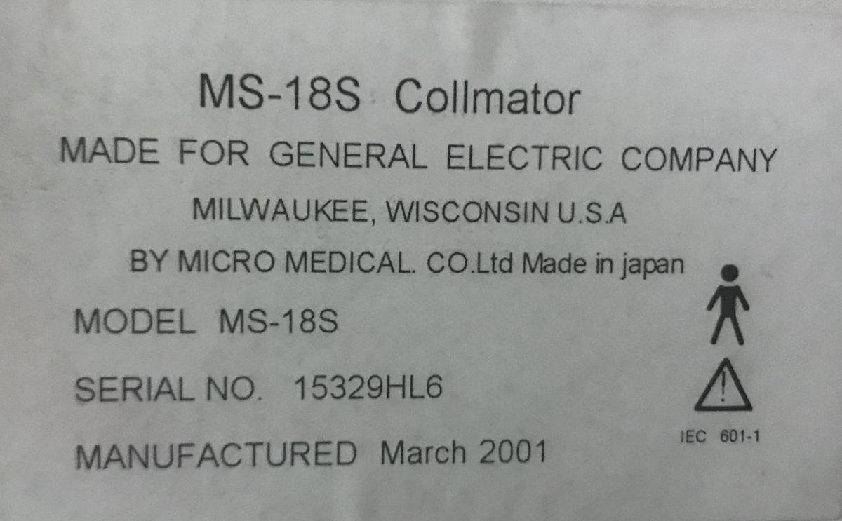 Used For Sale GE GE   Collimator  Rad/Fluoro Room Parts P/N MS-18S