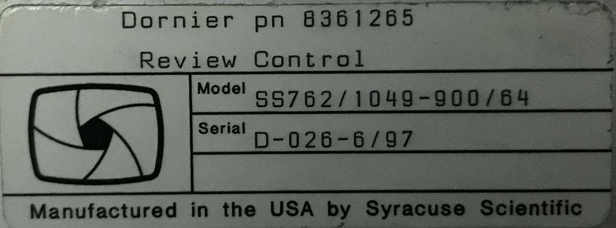 Used For Sale DORNIER Dornier Review Control Keyboard Rad/Fluoro Room Parts P/N SS762/1049-900/64