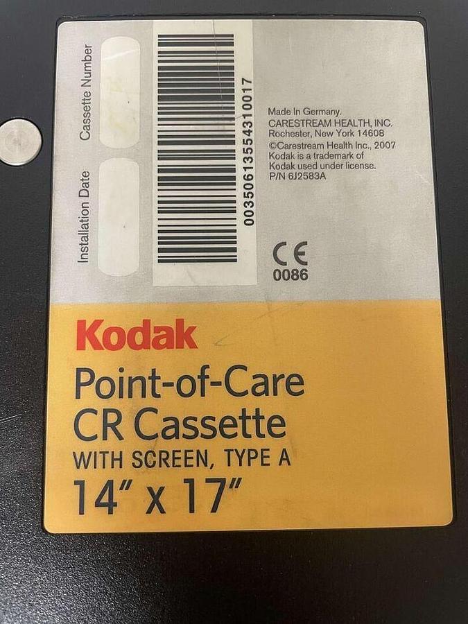 Used For Sale KODAK 14x17 Kodak Point-Of Care CR cassette With Screen, Type A Good Condition Cassette CR Cassettes Parts P/N 14x17 Type A