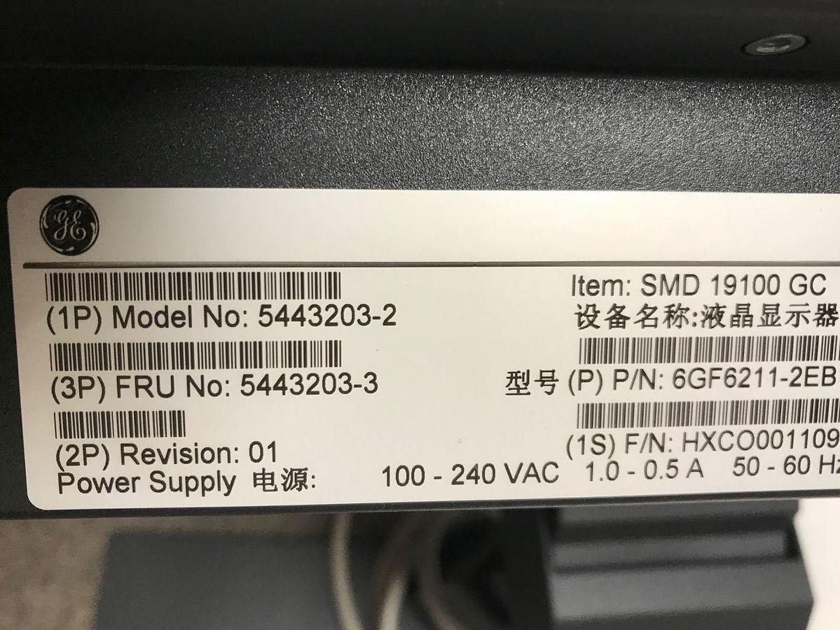 Used For Sale GE GE LCD Monitor 19'' LCD Monitor Monitor Parts P/N 5443203-2