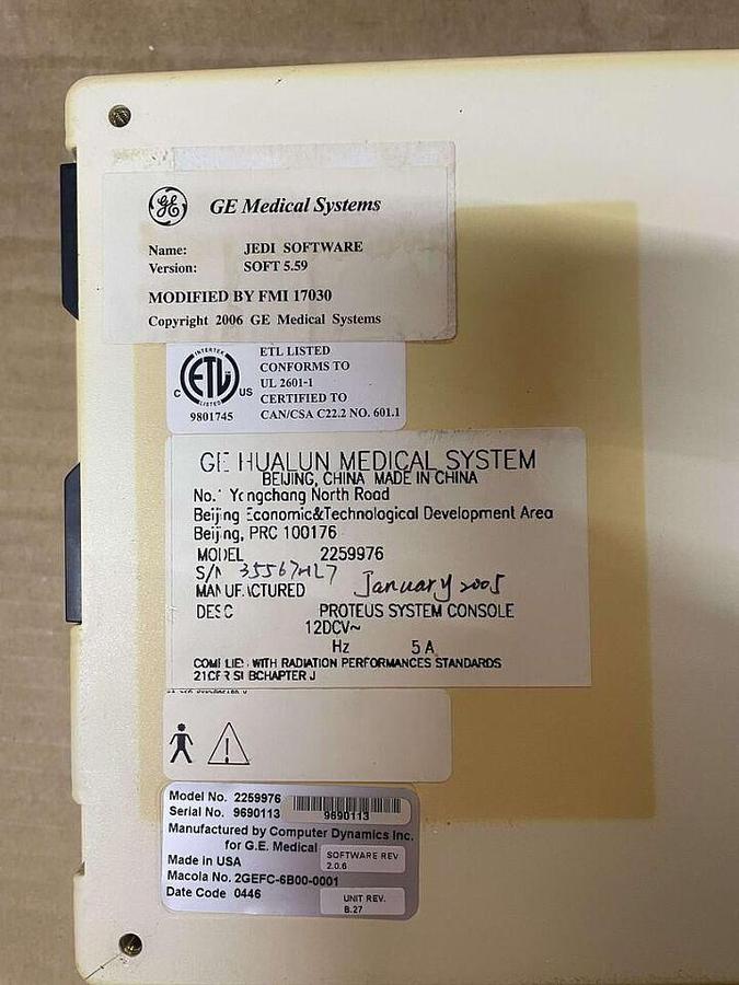 Used For Sale GE GE PROTEUS SYSTEM CONSOLE 2259976 X-RAY 35567HL7 Good Condition Remote R/F Room Parts P/N 2259976