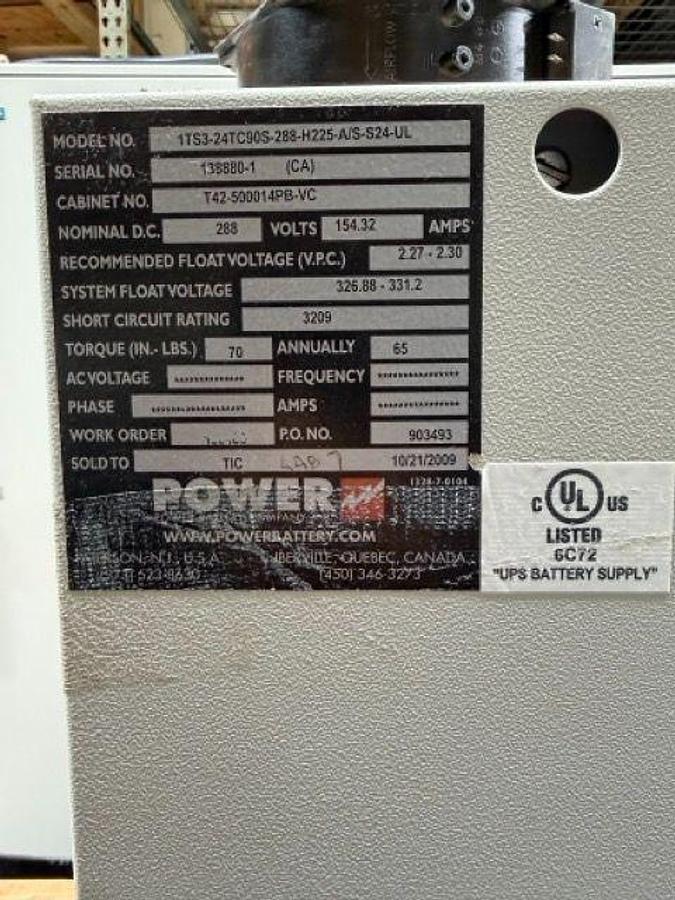 Used For Sale TOSHIBA T42D3K500XAMXP 50kVA 480V 3-Phase UPS + Power Battery Cabinet 1TS3-24TC90S-288-H225-A/S-S24-UL Uninterruptible Power Supply / UPS