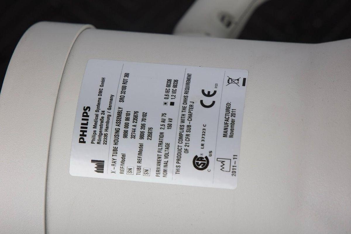 Used For Sale PHILIPS Philips SRO 33100 ROT 360 9890 000 86101 X-Ray Tube Housing Assembly w/ Collimator 9896 010 22303, 2011  Good Condition X-Ray Tube Parts P/N 9890 000 86101
