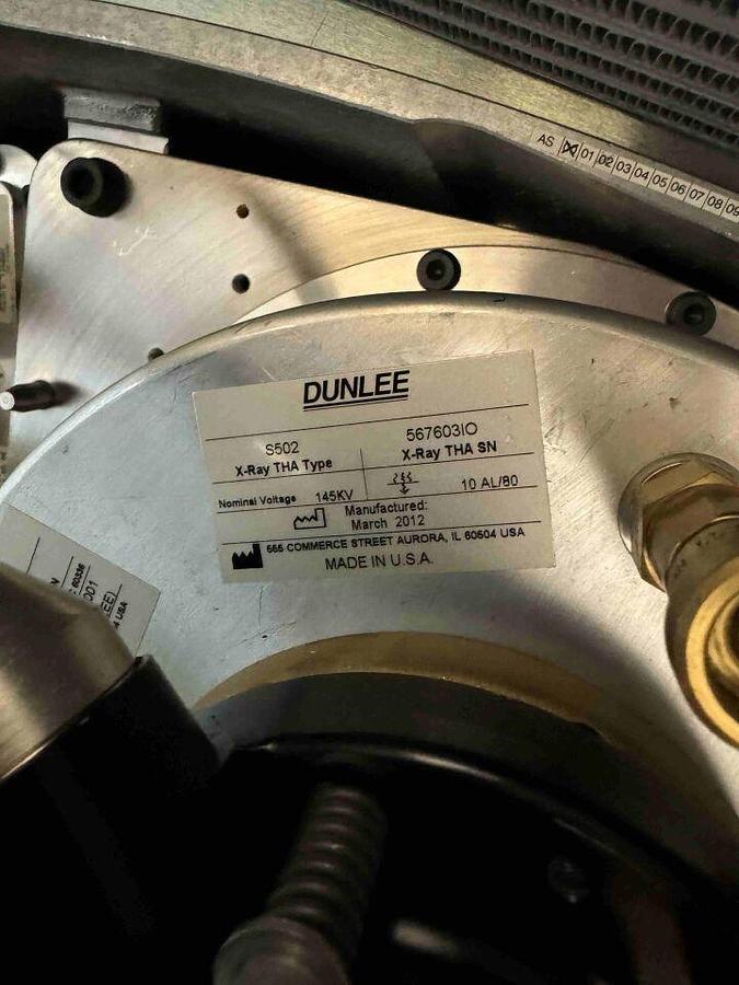 Used For Sale DUNLEE Volume Zoom  S502 X-Ray Tube Parts P/N 56760310