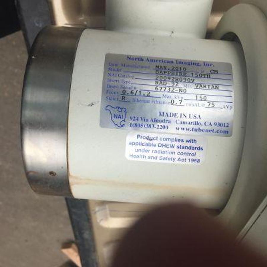 Used For Sale NORTH AMERICAN IMAGING Sapphire-150th  Varian X-Ray Tube Parts P/N RAD-92