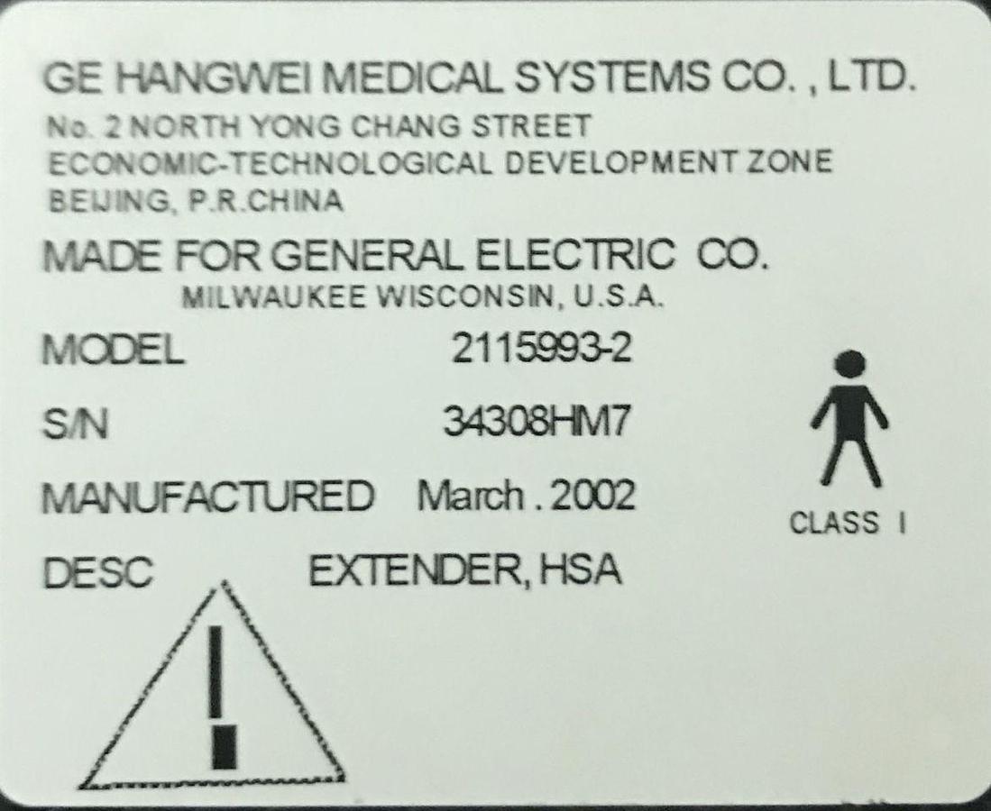 Used For Sale GE GE High Speed LCC Metalless Cradle Extender CT Scanner Parts P/N 2115993-2