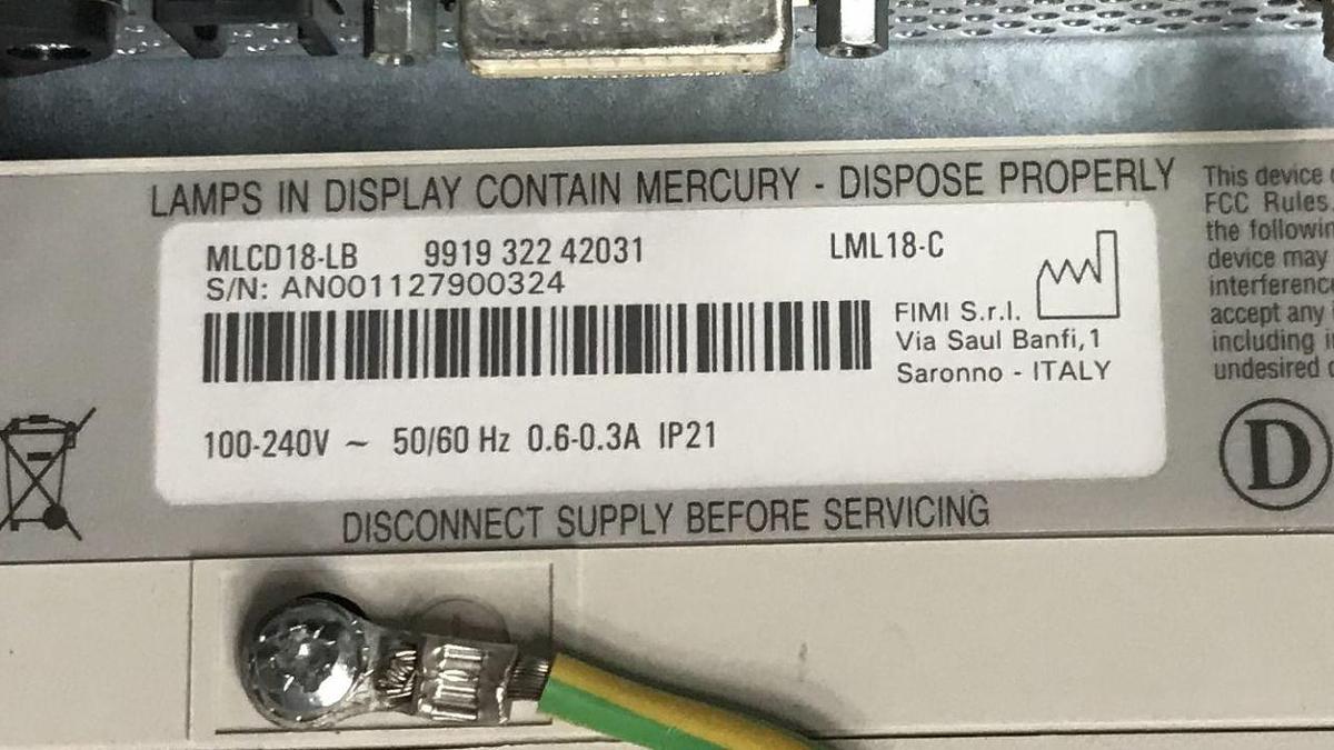 Used For Sale PHILIPS Philips Diagnost Eleva  LCD Monitor   Rad/Fluoro Room Parts P/N MLCD18-LB