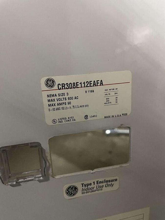 Used For Sale GE GE Medical A-1 Mainline CR308E112EAFA Size 3 Contactor MAX AMPS 90 Good Condition Parts P/N CR308E112EAFA