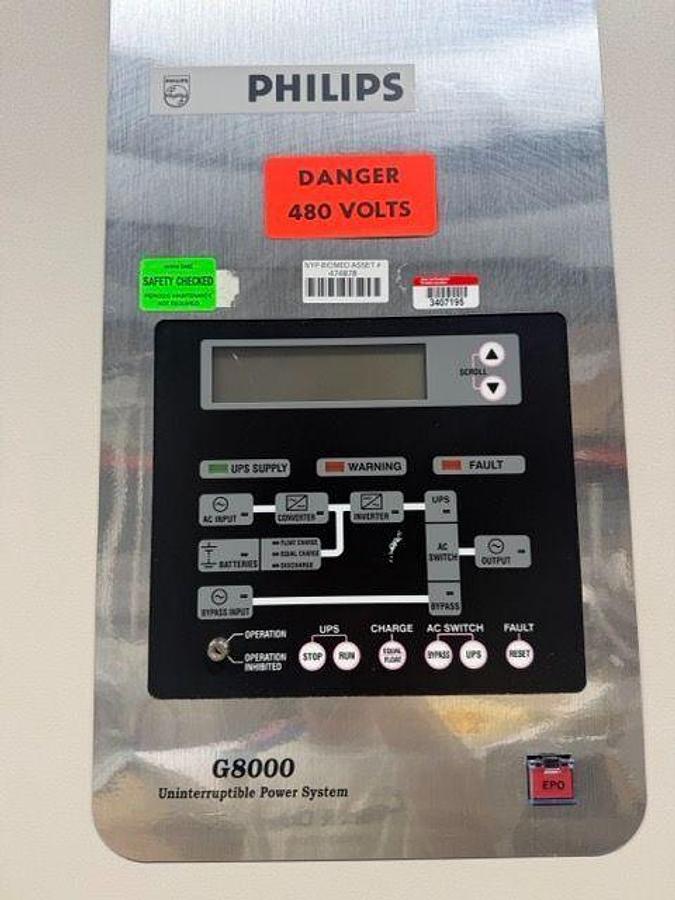 Used For Sale PHILIPS G8000 / Toshiba T80S3K15KK6XSPT 150kVA 480V 3-Phase UPS + Power Battery Cabinet 1TS4-30TC150C-360-M600-A/S-S24-UL Uninterruptible Power Supply / UPS