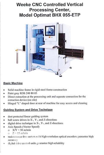 Used 2013 Weeke BHX 055 CNC Center