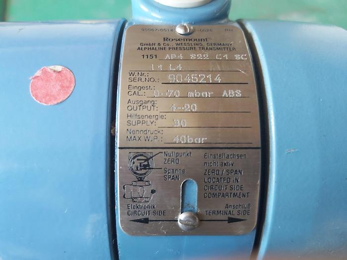 Gebraucht Drucktransmitter R 1151 Smart, AP4 S22 C1 SC I1 L4, 0-70mbar Rosemount neuwertig