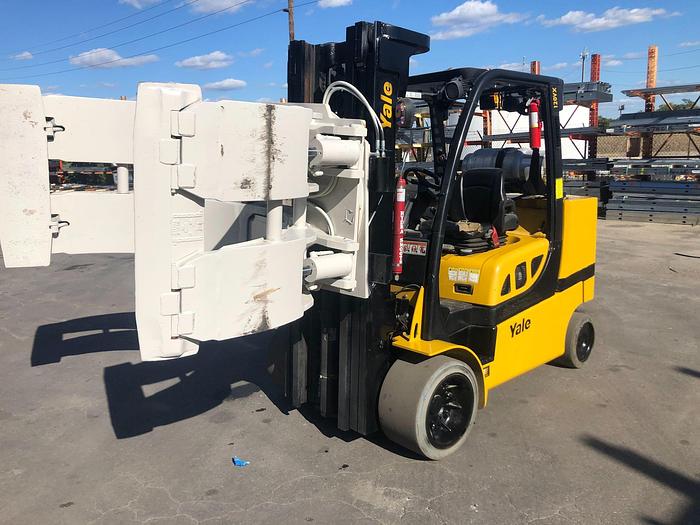 Used 12,000 POUND YALE ROLL CLAMP TRUCK MODEL GLC120VXPRS W/ 72" CLAMP MFG. 2015 5,500 HOURS