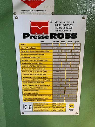 Ottime Pressa a collo di cigno meccanica ROSS 40 V 4