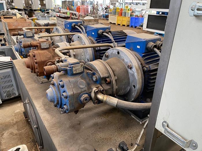 Used Stein SMCD pre-coater and SFL 412 breading applicator machine with Hydraulic Power Pack