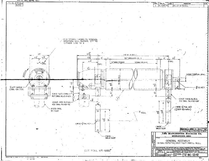 Used Manchester  Suction Press Roll, 18" Diameter, 92" Drilled Face, 110" Bearing Centerlines #24557