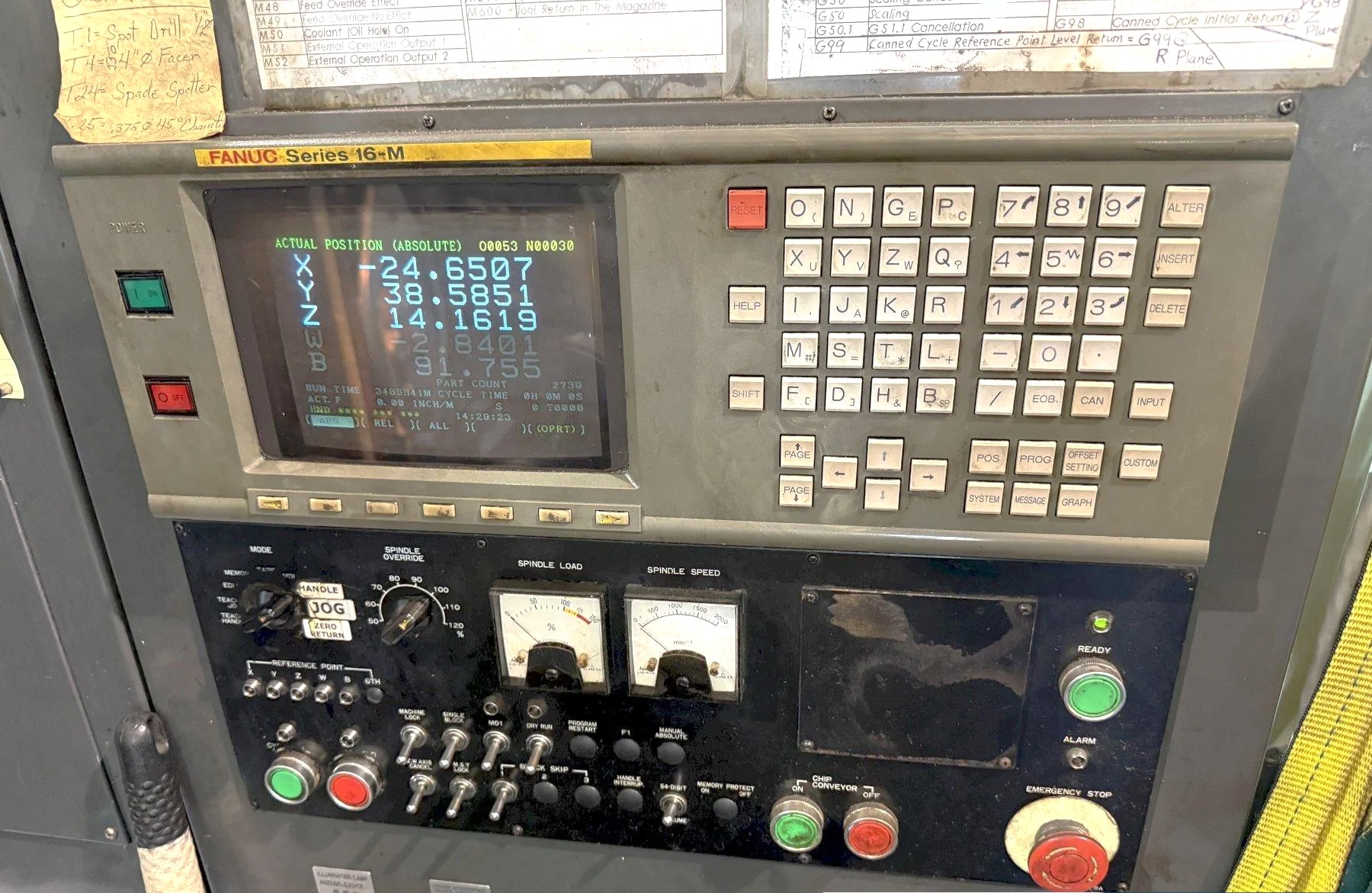 Used 1995 Kuraki KBM-11A CNC Table Type Horizontal Boring Mill with Full 4th Axis Table, 30 Station ATC, Fanuc 16M, 41.34"x37.4" Table