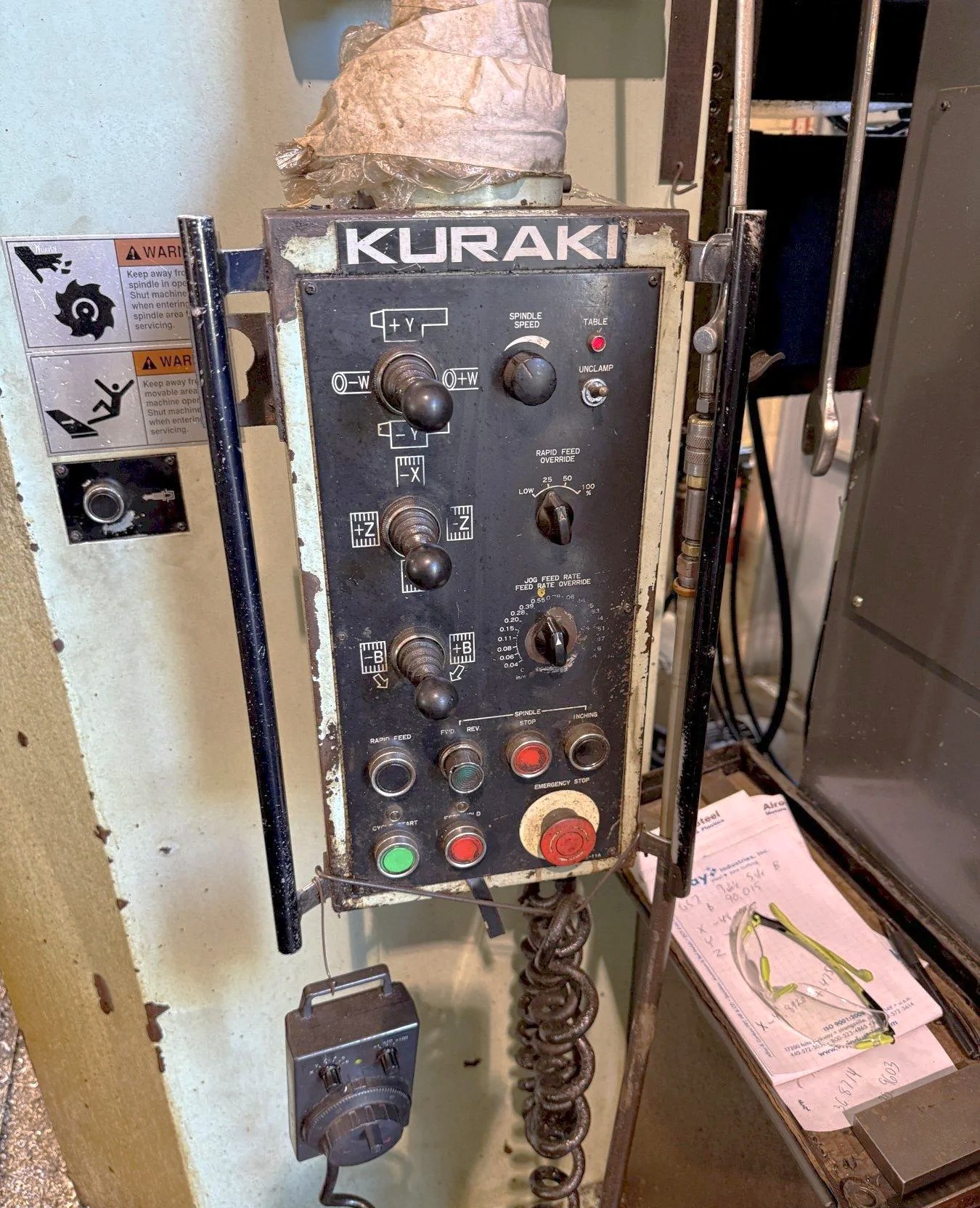 Used 1995 Kuraki KBM-11A CNC Table Type Horizontal Boring Mill with Full 4th Axis Table, 30 Station ATC, Fanuc 16M, 41.34"x37.4" Table