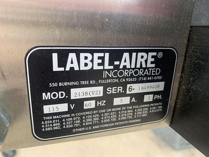 Used Labeler, Pressure Sensitive, Label-Aire, Mdl 2138 (V2), Print Apply #S744443