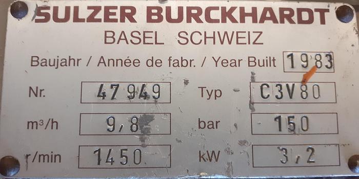 Usado Compressor Sulzer Buckhardt