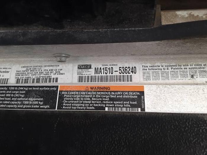 Used 2015 Club Car Carryall 500 - 2 Available