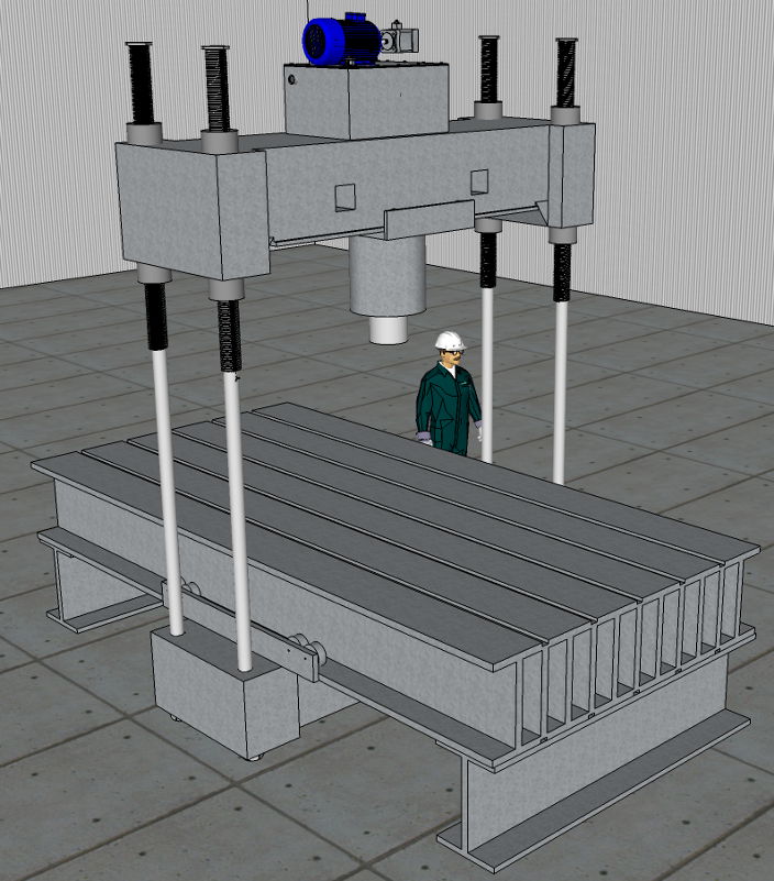 Used 250 Ton A.F.C. Hydraulic Straightening Press; 4 Axis Traveling Gantry Type with Elevating Crown; 4 Column Design